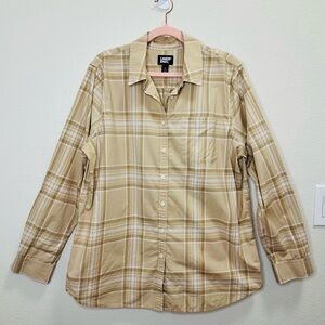 Lands' End Large (14-16) Corn husk yellow Button Down Shirts Roll Tab Sleeves
